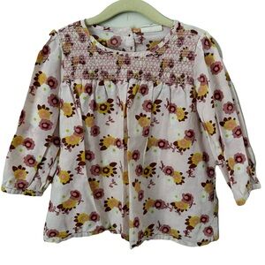 Mini Boden Girls Floral Blouse Top Size 4-5 School Preppy Girly Flowers Pink‎